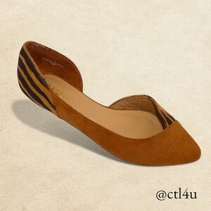 Bamboo Tiger Stripe D'Orsay Flats Pointed Toe Indie Y2K Animal Print Size 8.5